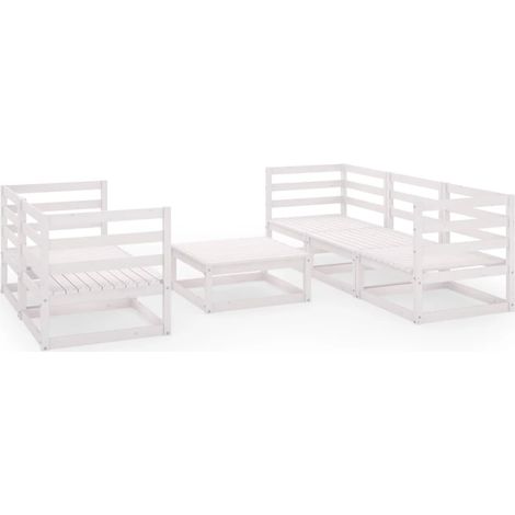 Maison Exclusive - Set Divani da Giardino 6 pz Bianco in Legno Massello di Pino