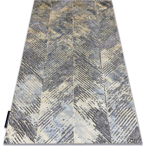 Tapis DE LUXE moderne 2087 Chevrons vintage - Structural or / gris yellow 160x220 cm