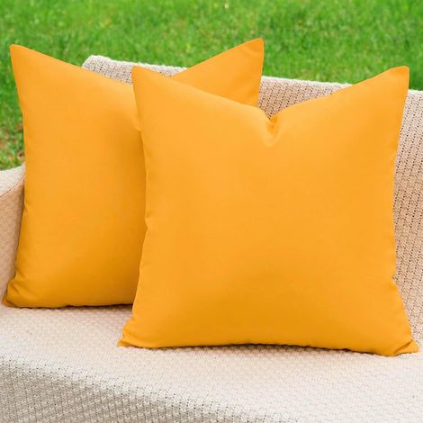 Housse Coussin 45x45 Jaune Extérieur Imperméable Taie d'oreiller Décoratif Canapé Aesthetic Bohème Housse de Coussin pour Jardin Balcon Salon Chambre Patio Maison Déco Lot de 2 (1/5)