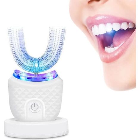 Brosse à dents électrique en forme de U – brosse à dents ultrasonique entièrement automatique avec indice d'étanchéité IPX7 pour un nettoyage buccal complet-AquaForge (1/5)