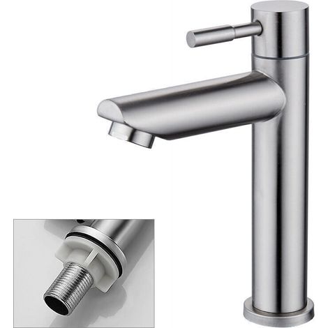 Kaltwasser-Waschtischarmatur, robuste Kupfer-Chrom-Oberfläche, Handwaschbeckenarmatur mit herausnehmbarer Strahlreglerkartusche für einfache Reinigung oder Austausch