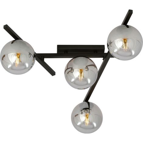 Plafoniera Moderna 4 Luci Smart In Acciaio Nero Bracci Regolabili E Vetro Fumè (1/5)