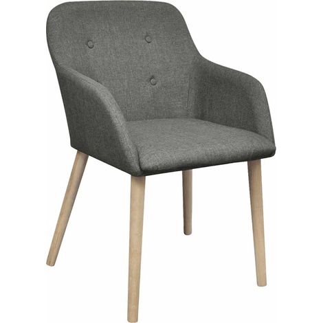 Maison Exclusive - Sedie da Pranzo 2 pz Grigio Chiaro Tessuto e Massello di Rovere (1/5)