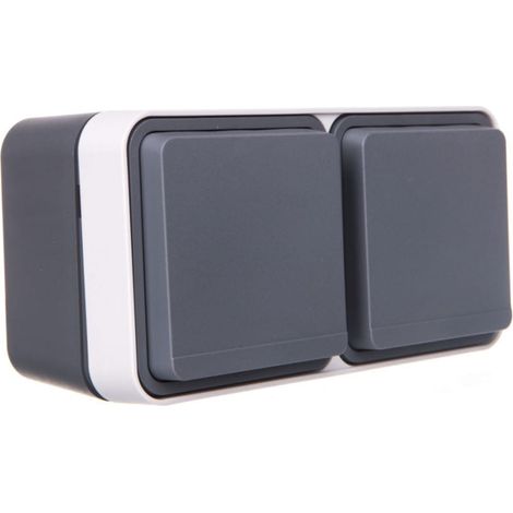 Enchufe doble horizontal Berker W.1 con/sin 2 entradas IP55 gris 6768823525