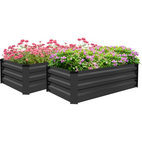 Hochbeet, Gartenbeet, Kräuterbeet, wetterfest, offener Boden, 100 x 60 x 30 cm, dunkelgrau