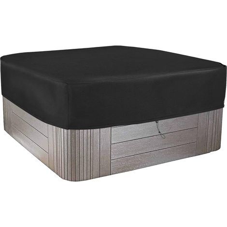 Couverture carrée pour spa de jardin - Imperméable et résistante aux intempéries, polyester 210D avec revêtement PVC - Noir anthracite 244 x 244 x 30 cm (1/5)