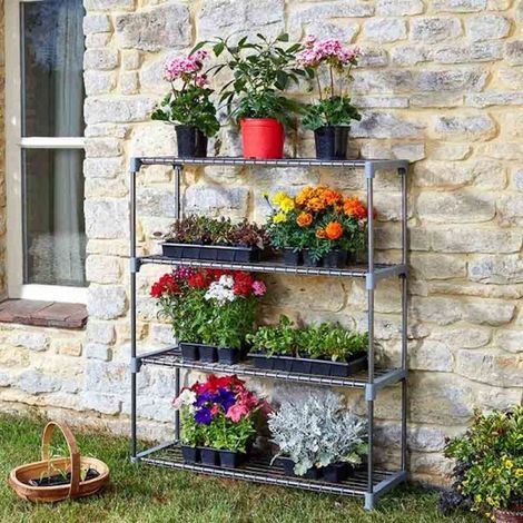 Smart Garden 4 Tier Greenhouse GroZone Shed Storage Steel Shelving Shelves (1/3)