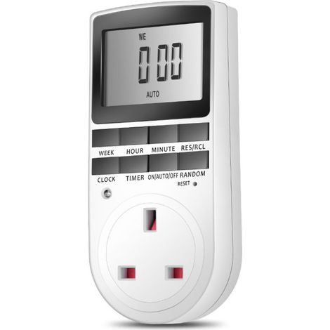 Prise de minuterie numérique avec écran LCD 24 heures/hebdomadaire Minuterie électrique intérieure pour lampes et appareils électroménagers (lot de 2)