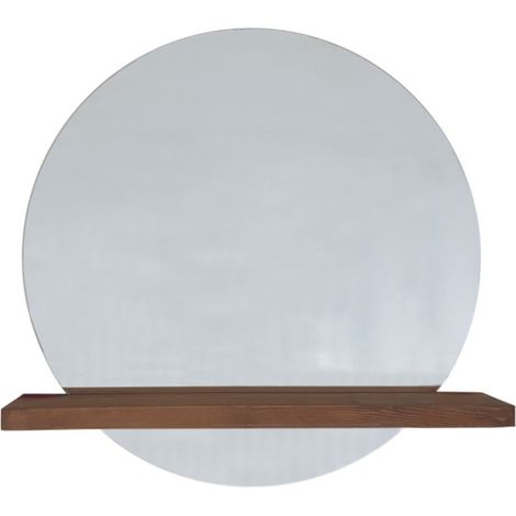 Specchio Spello, Mensola Inclusa, Forma Rotondo, Colore Struttura Trasparente, 70x70h cm Marrone Noce