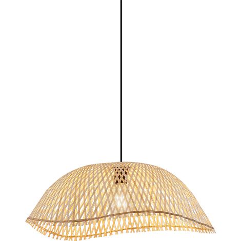 QAZQA Lampada a sospensione lily - Bohemien - Bamboo,Metallo - Legno/Nero - Organico Max. 1 x Watt