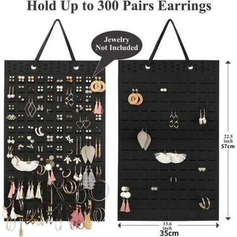 Pochette de rangement pour boucles d'oreilles à suspendre - noire (1/4)