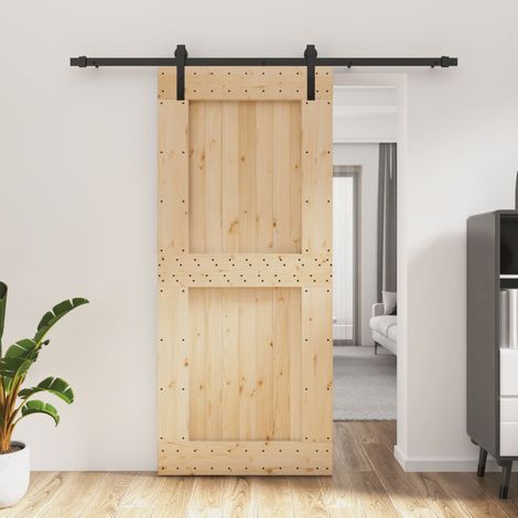 Puerta corredera con herrajes madera maciza de pino 90x210 cm vidaXL (1/5)