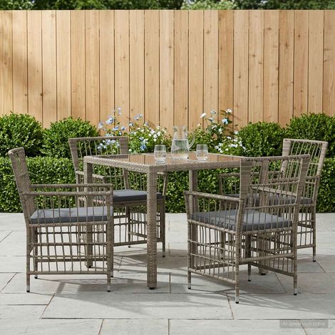 vidaXL Juego de comedor para exteriores 5 uds. Gris ratán sintético (1/5)