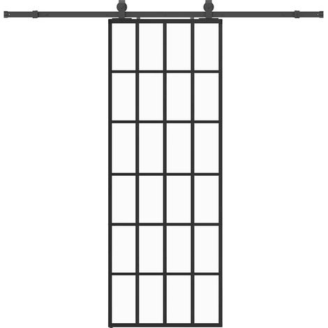 Maison Exclusive - Schiebetür mit Beschlag Schwarz 76x205 cm ESG-