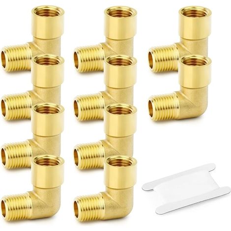 10 pièces 90 Degree Barstock Street Elbow, 1/4 Inch BSP Male Pipe to 1/4 Inch BSP Female Brass Pipe Fitting (1/5)