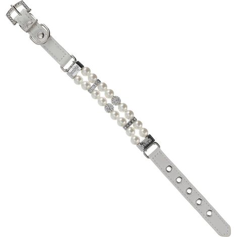 Collar de perlas para mascotas, color blanco, ajustable, con correa. (1/5)
