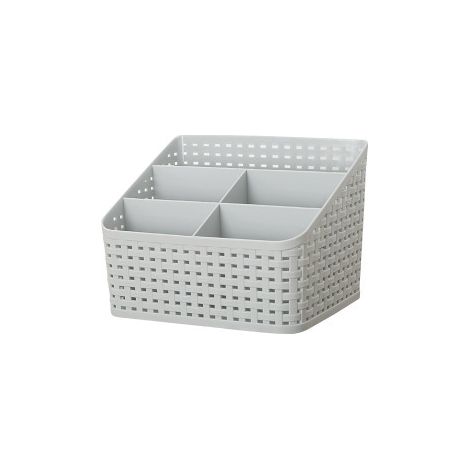 Aufbewahrungskorb mit grauem Deckel, Aufbewahrungsbox aus Kunststoff, Aufbewahrungsbox fürs Büro (1/5)