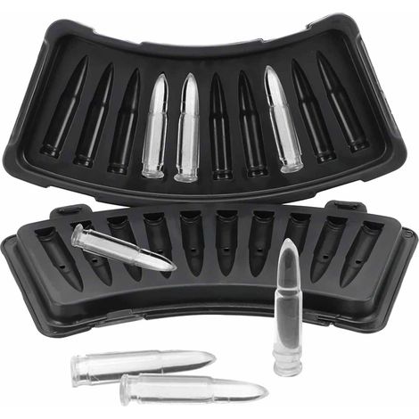 Cartouches de glace, balles, balles de fusil, moule à glaçons en plastique noir - AquaForge