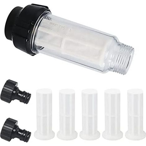 3/4 Inch Pre-Filter Garden Hose with 5 Filter Inserts + 2 Quick Adapters (1/4)
