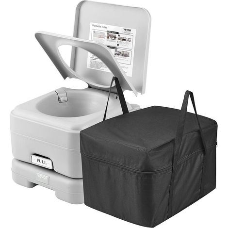 Hygiène Sans Odeur : Toilette Portable WC Camping Chasse d'Eau Poussoir Réservoirs 12L pour Camping-Car et Caravane (1/5)