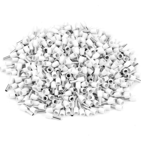 500 pièces/ensemble E2508 Tubes de bornes pressés à froid, bornes isolées, connecteur de câble (blanc) (1/5)