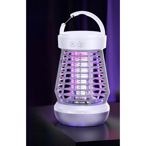 Lampada da campeggio 3 in 1 con funzione repellente per zanzare, portatile e ricaricabile, luminosità regolabile (bianca). (1/3)