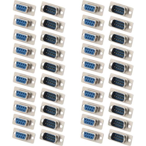 Connecteur RS232 DB9 Core femelle bleu, prise de moniteur, accessoire industriel, 40 pièces