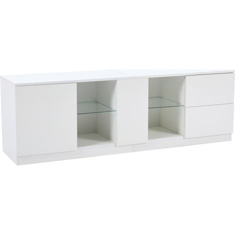 160 x 40 x 52 cm Meuble TV, commode brillante, buffet avec éclairage LED, meuble bas adapté aux téléviseurs 65", pour salon et chambre (1/5)