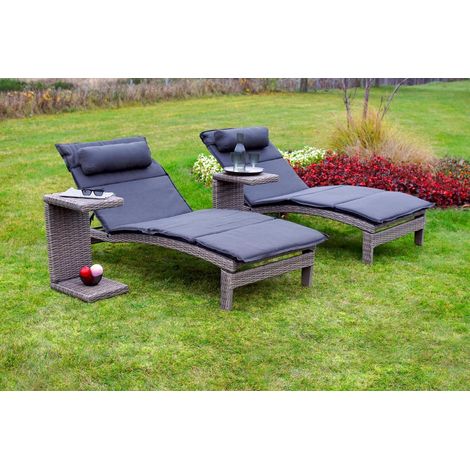Andalusia Set 4tlg 2 Liegen Auflagen 2 Tische 42x33x64cm