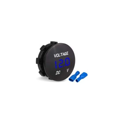 Motorrad-Voltmeter, Auto-Motorrad-Voltmeter mit LED-Digitalanzeige, Gleichstrom-Voltmeter 12V-24V für Boote, Motorräder, LKWs und Schiffe (Blau) --Crezuo
