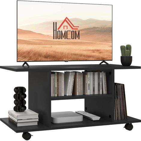 Stylish Black Modern TV Stand with Storage Shelves for Bedroom or Living Room,Versatile Bookshelf and Cabinet