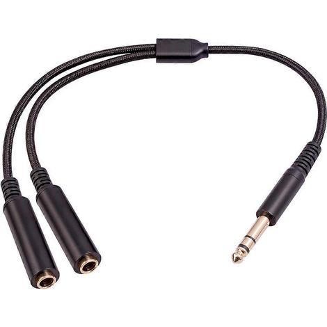 Adaptateur Audio 6.35mm Mâle vers Double Femelle 6.35mm - Câble 1/4" TRS vers Double 1/4" TRS (1/4)