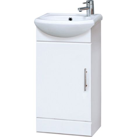 Nuie Mayford Gloss White 420mm Floor Standing Vanity Unit and Basin - NVS100 (1/6)