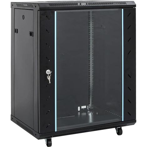 Network Cabinet with Storage Black 60 x 60 x 80 cm Steel vidaXL