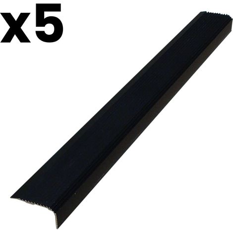 Lot de 5 Nez de marche Licorne 36x18x900 mm aluminium anodisé teinte noir