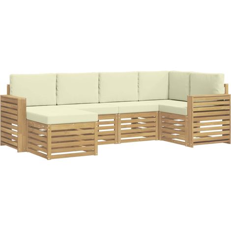 Ensemble de canapés d'extérieur 6 pc Blanc et crème Polyester vidaXL