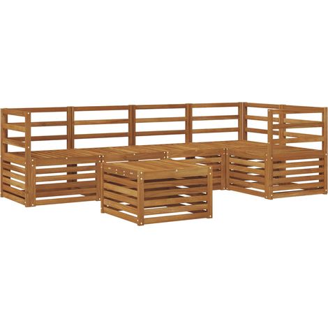 Ensembles de canapés 6 pcs Salon de jardin Naturel Bois d'Acacia Massif (1/5)
