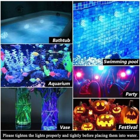 (1x) Lumière LED submersible avec aimant puissant, télécommande RF, 13x lumières LED sous-marines IP68 étanches, lumières de piscine alimentées par batterie pour les baignoires, les douches, les bains (1/5)