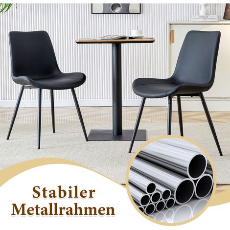 Ensemble table ronde 100 cm avec 4 chaises en PU noir et plateau en MDF style bois noir (1/5)