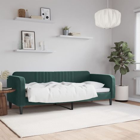 Sofá cama sin colchón terciopelo verde oscuro 80x200 cm vidaXL
