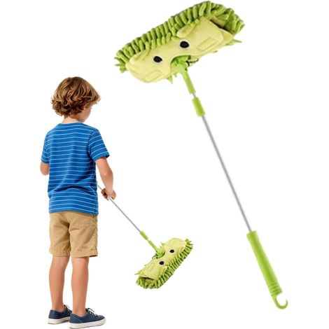 Balai à franges pour enfants, rotatif et détachable - Un jouet de rôle pour enfants livré avec un véritable balai à franges. (1/5)