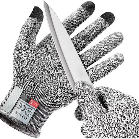 Gants gris, taille unique, résistance aux coupures de niveau 5, compatibles avec les écrans tactiles, motif ananas, adap (1/5)