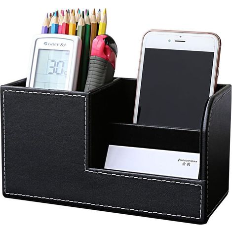 1 pièce - Boîte de rangement - Porte-crayon - Organisateur Cosmétiques - Surface en cuir - Convient aux comptoirs de salle de (1/5)