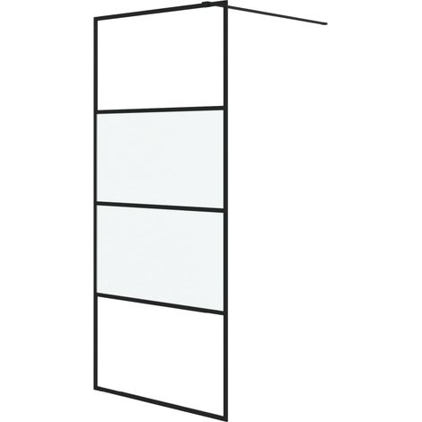 Maison Exclusive - Parete Doccia Walk in Nera 90x195 cm Vetro Semi Smerigliato ESG