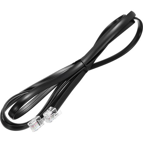 1 Pack Cable Telephonique, RJ12 6P6C, Fil Plat Cuivre, Noir, Pour Maison Bureau (1/5)