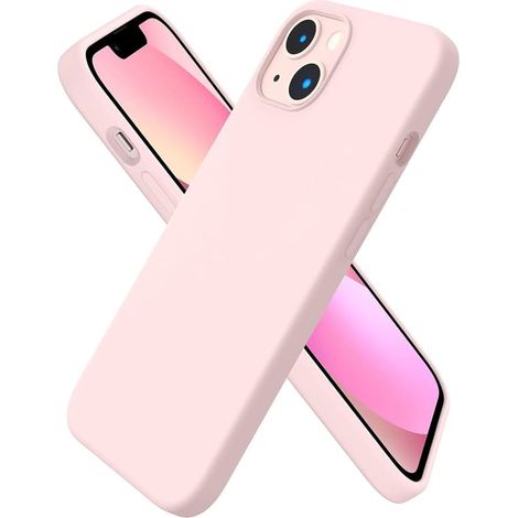 Coque pour iPhone 13, en silicone liquide, ultra-fine et résistante aux chocs, rose craie. Protection intégrale. (1/5)