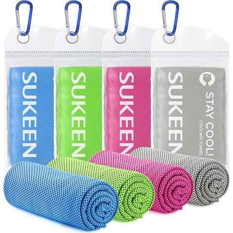 Lot de 4 serviettes rafraîchissantes en microfibre, 101 x 30 cm, douces et respirantes, pour le yoga, le sport, la course à pied, la salle de sport, l'entraînement et le camping.