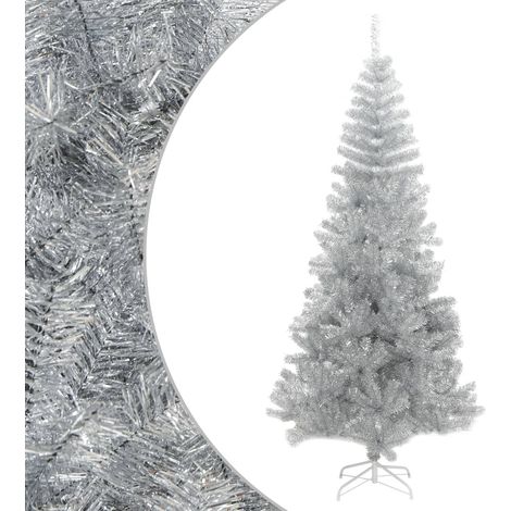 Árbol de Navidad artificial con soporte plateado PET 210 cm vidaXL