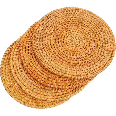 Lot de 4 dessous de plat en rotin, naturel (1/5)