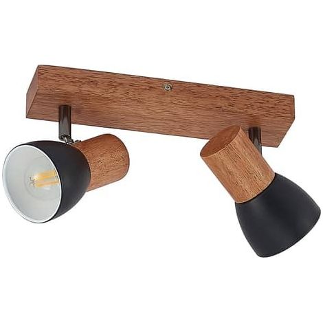 [GEBRAUCHT] B-Ware Lindby Tonja Decken-Strahler mit Holz zweiflammig Deckenlampe Deckenlicht E14 (1/2)